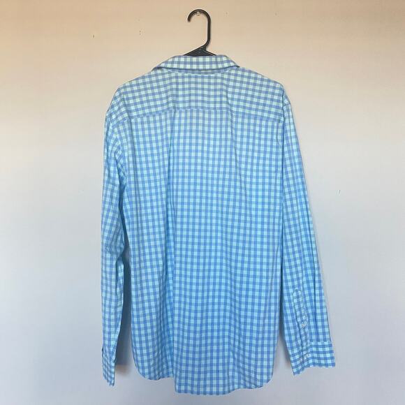 Old Navy The Signature Shirt Mens XL Blue Plaid Slim Fit Built In Flex Non Iron - Picture 5 of 5